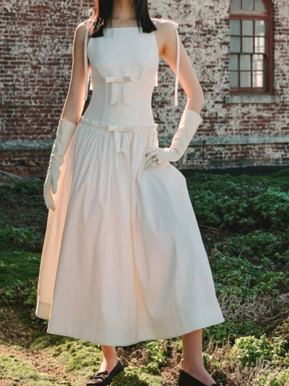 NEW $549 FOR LOVE AND LEMONS MOLLIE MIDI DRESS IN CREAM SIZE 2